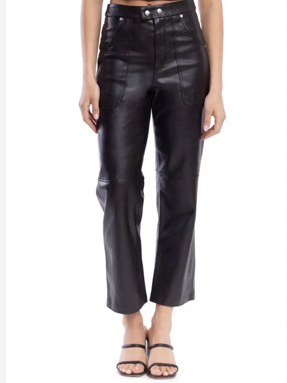 Nwt Blank NYC  the baxter rib cage Black PU Pants size 24